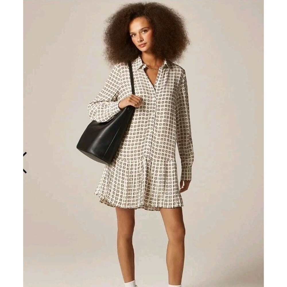 J. Crew Amelia Shirt-dress Foulard Print Ivory Lace Slip Liner CN627 Size S NWT